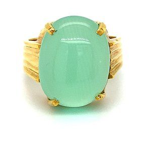 Cats Eye Green Calcite 18.75ct Solid 18K Gold Ring